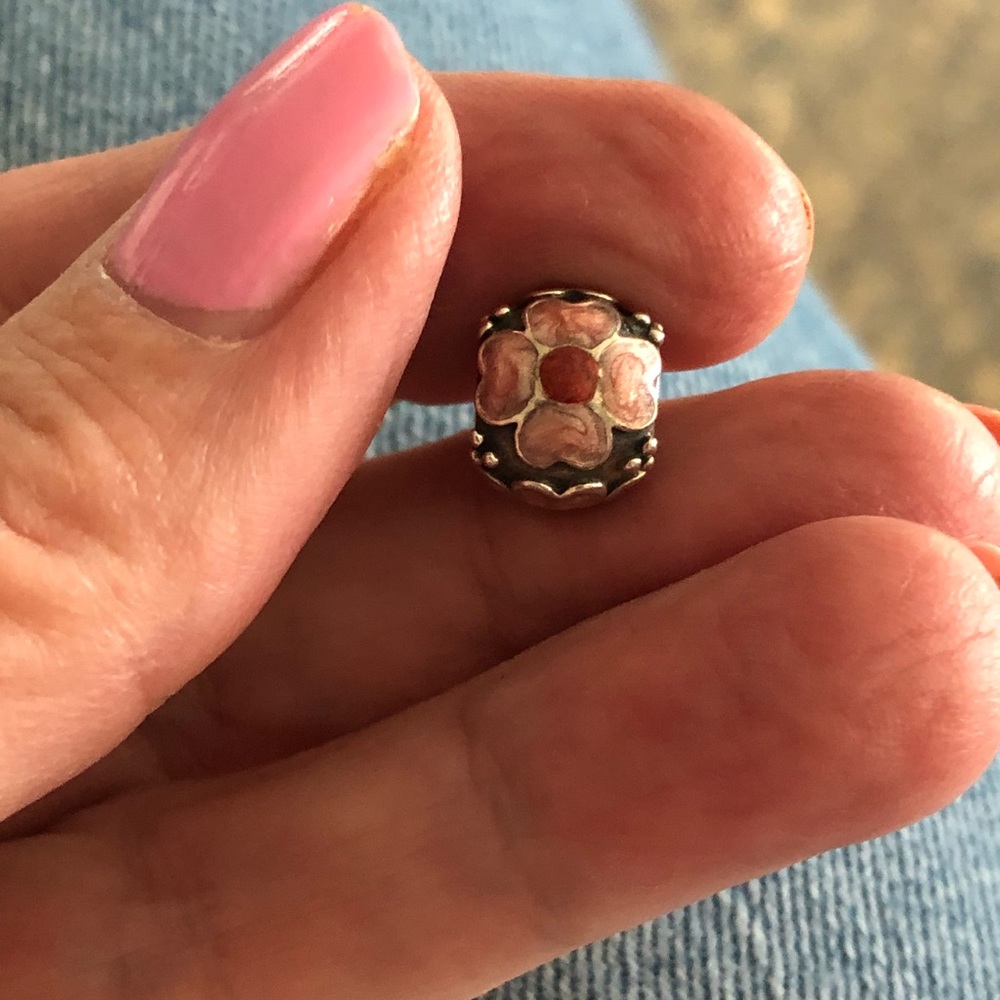 Authentic Pandora Pink Flower Charm. Retired. Beautiful. See pics for ALE & 925